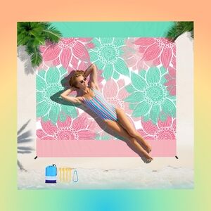Colorful Ocean-Themed Polyester Beach Blanket. Size 78" X 81" Host Pick 5.7.26